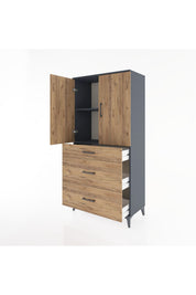 Hyperion Dolap 2 Raflı 3 Çekmeceli 2 Kapaklı 88x44x182 - S57M020V6B