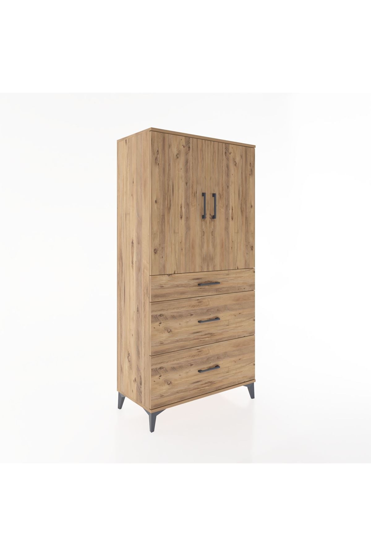 Hyperion Dolap 2 Raflı 3 Çekmeceli 2 Kapaklı 88x44x182 - S57M020V9B