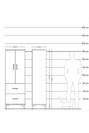 Hyperion Dolap 3 Raflı 2 Çekmeceli 2 Kapaklı 88x44x182 - S57M021V3B