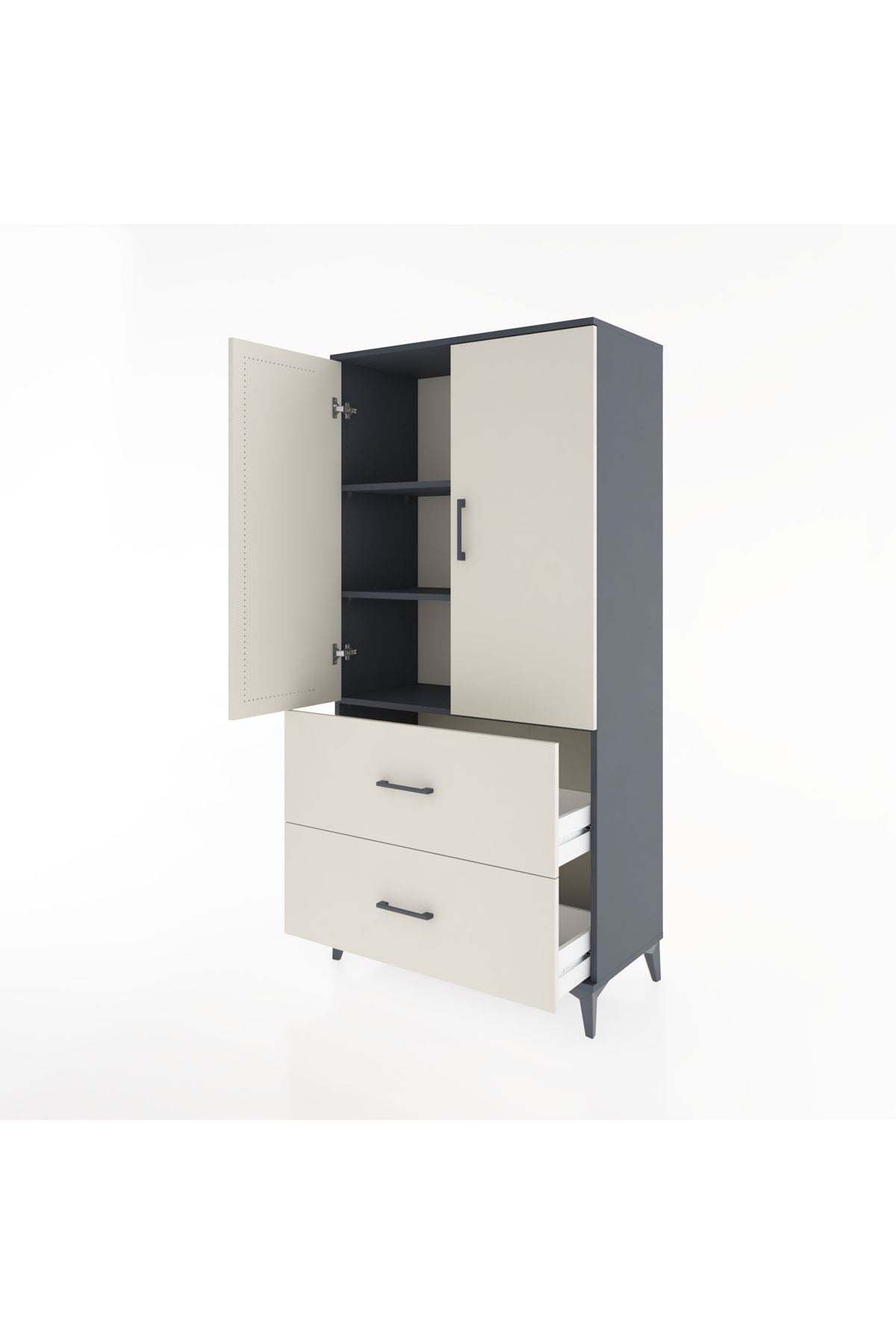 Hyperion Dolap 3 Raflı 2 Çekmeceli 2 Kapaklı 88x44x182 - S57M021V4B