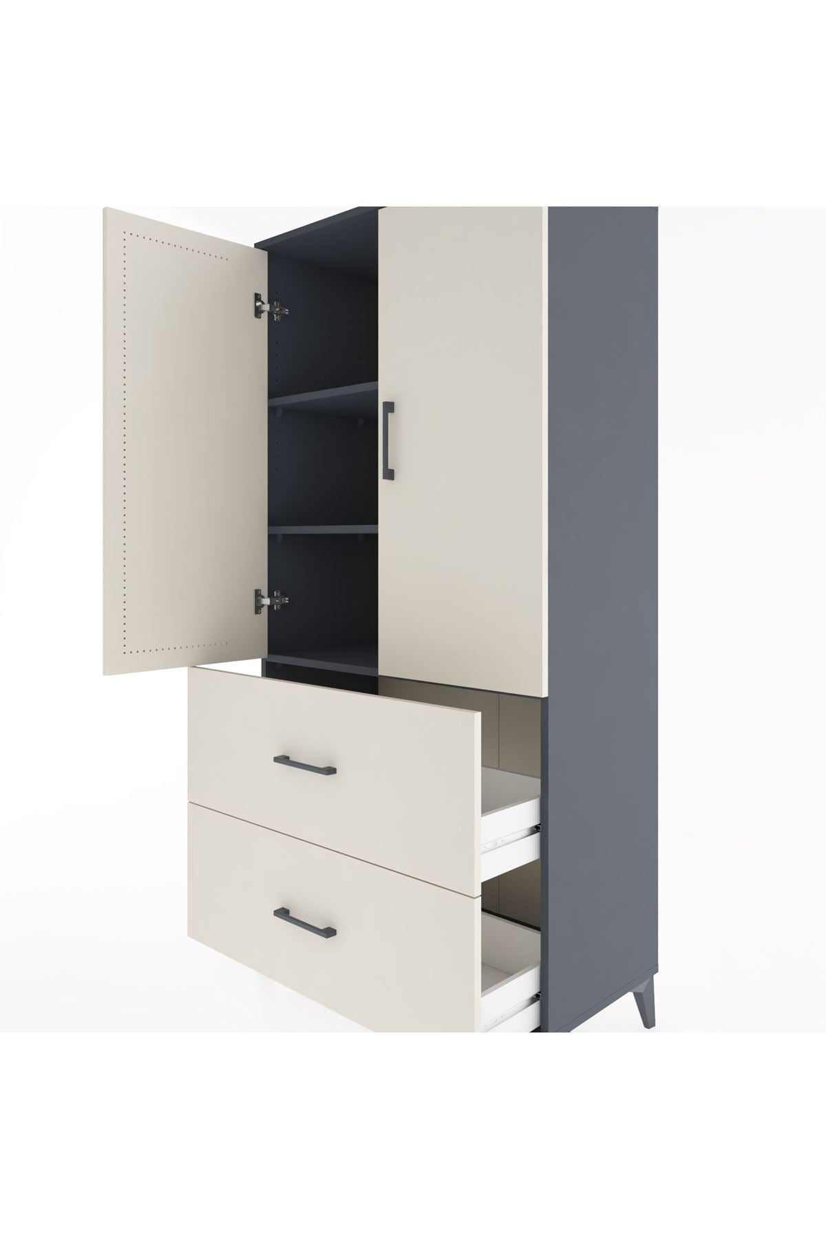 Hyperion Dolap 3 Raflı 2 Çekmeceli 2 Kapaklı 88x44x182 - S57M021V4B