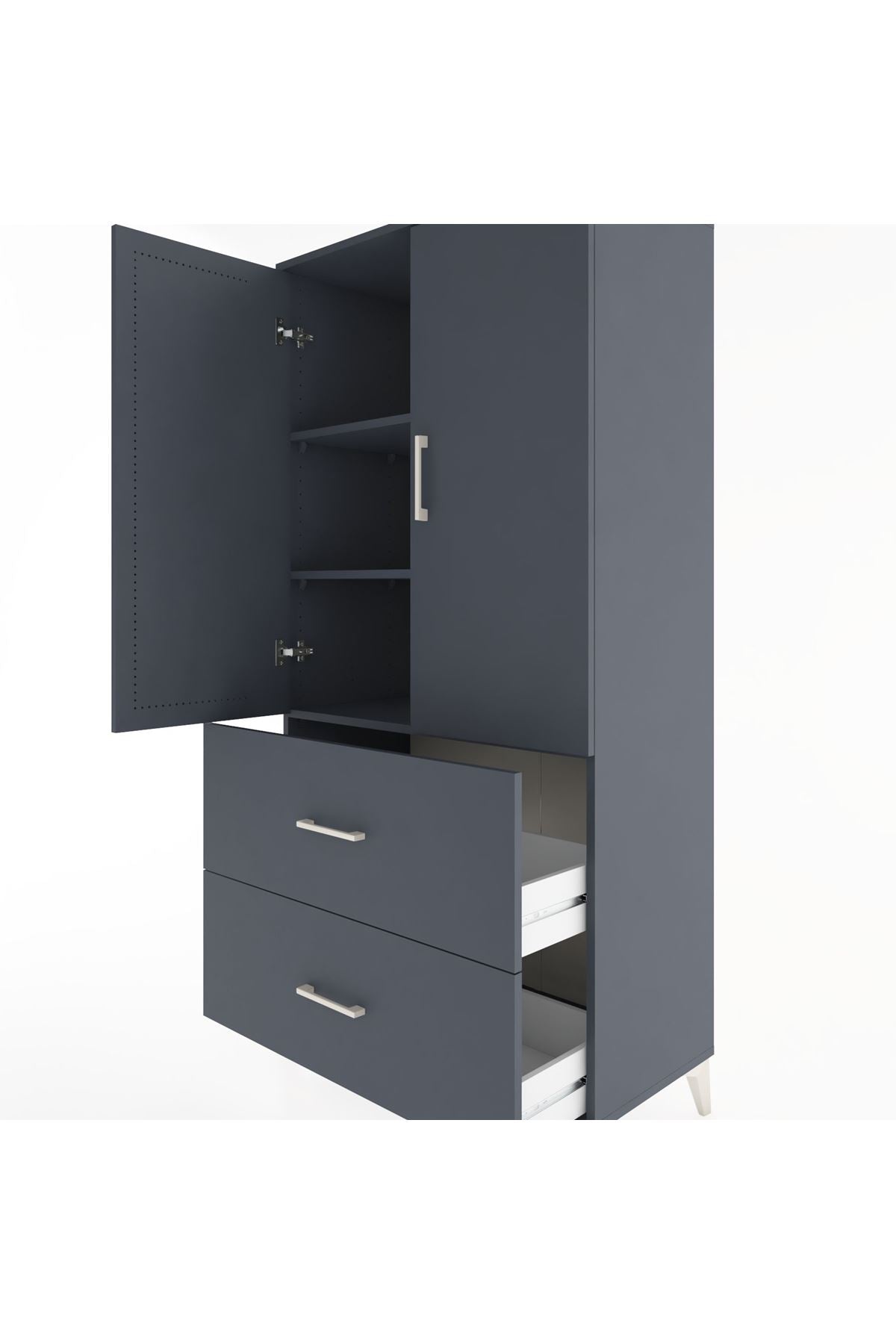 Hyperion Dolap 3 Raflı 2 Çekmeceli 2 Kapaklı 88x44x182 - S57M021V5B