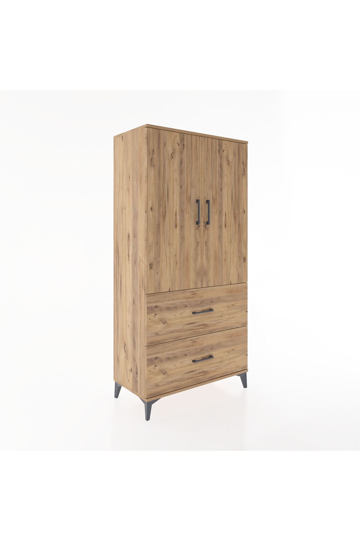 Hyperion Dolap 3 Raflı 2 Çekmeceli 2 Kapaklı 88x44x182 - S57M021V9B