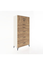 Hyperion Dolap Tek Raflı 5 Çekmeceli 2 Kapaklı 88x44x182 - S57M022V3B