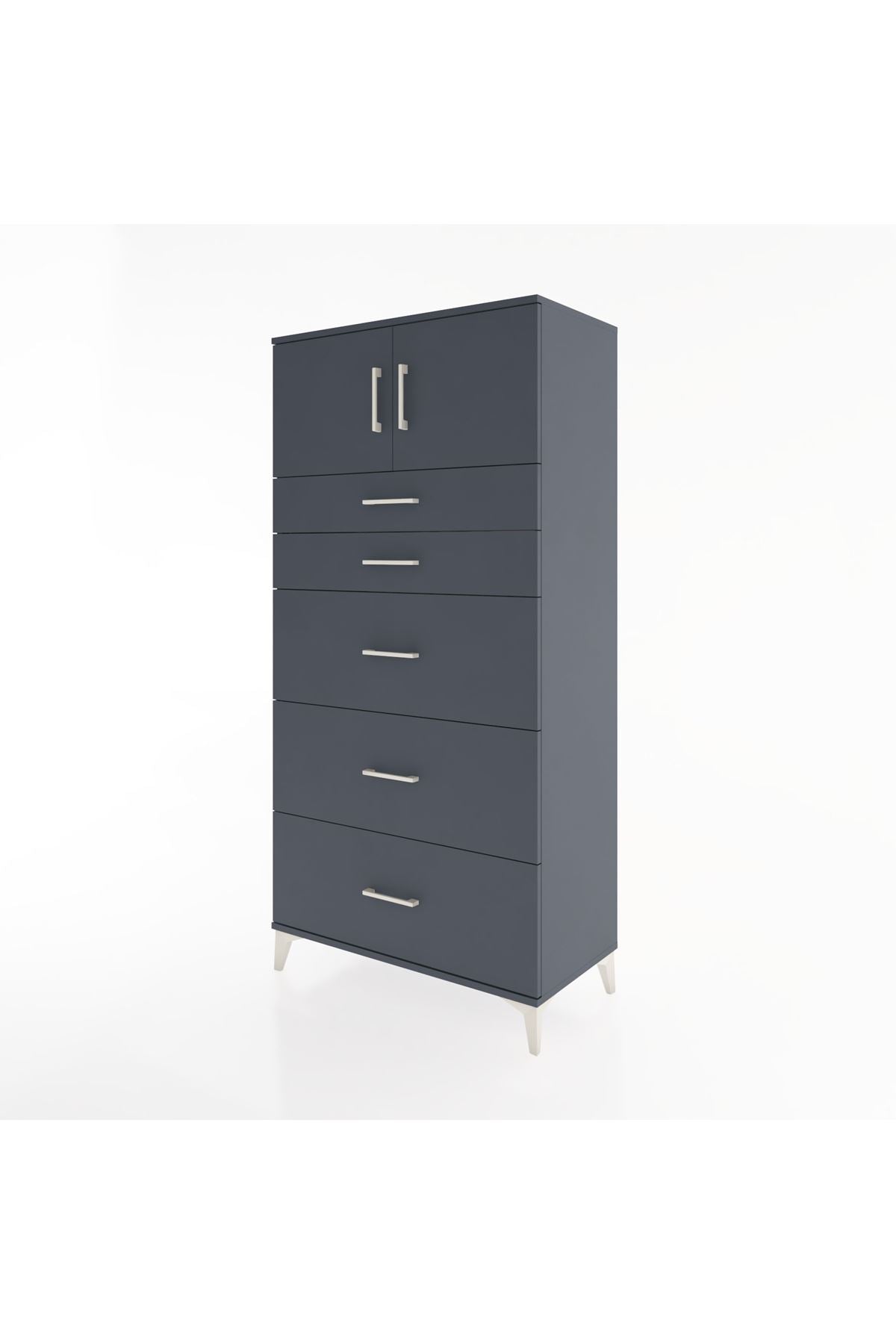 Hyperion Dolap Tek Raflı 5 Çekmeceli 2 Kapaklı 88x44x182 - S57M022V5B