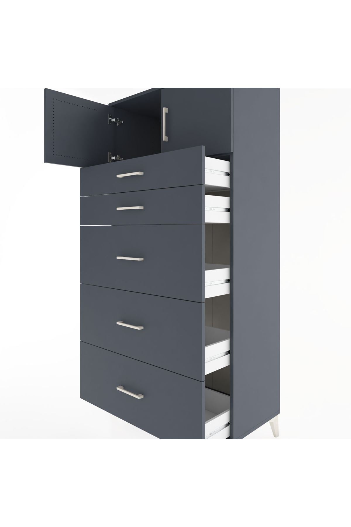 Hyperion Dolap Tek Raflı 5 Çekmeceli 2 Kapaklı 88x44x182 - S57M022V5B