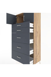 Hyperion Dolap Tek Raflı 5 Çekmeceli 2 Kapaklı 88x44x182 - S57M022V8B