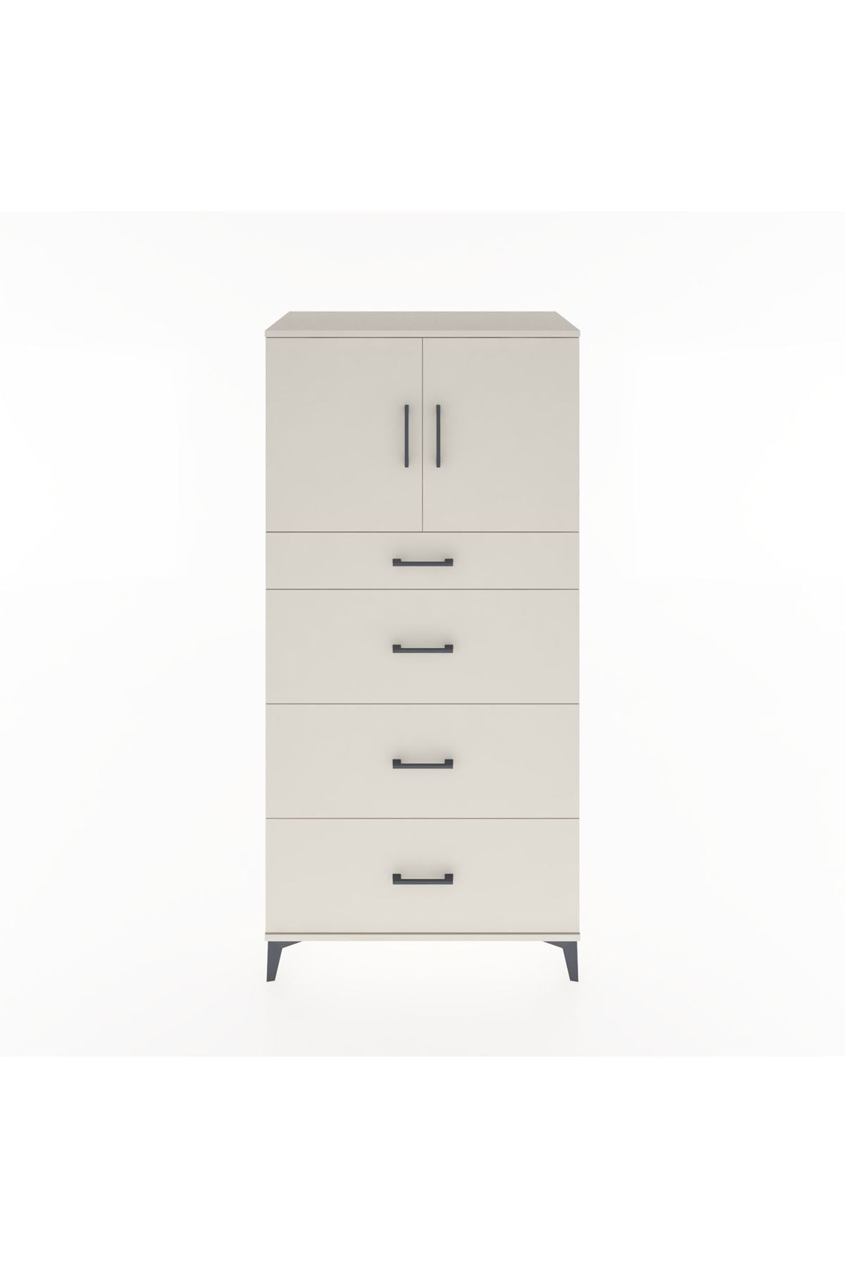 Hyperion Dolap Tek Raflı 4 Çekmeceli 2 Kapaklı 88x44x182 - S57M023V1B
