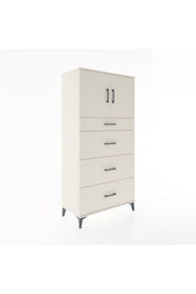 Hyperion Dolap Tek Raflı 4 Çekmeceli 2 Kapaklı 88x44x182 - S57M023V1B