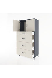 Hyperion Dolap Tek Raflı 4 Çekmeceli 2 Kapaklı 88x44x182 - S57M023V4B