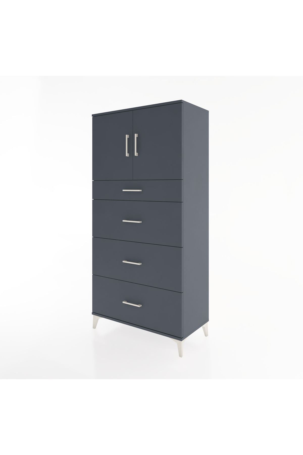 Hyperion Dolap Tek Raflı 4 Çekmeceli 2 Kapaklı 88x44x182 - S57M023V5B
