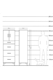 Hyperion Dolap Tek Raflı 4 Çekmeceli 2 Kapaklı 88x44x182 - S57M023V8B