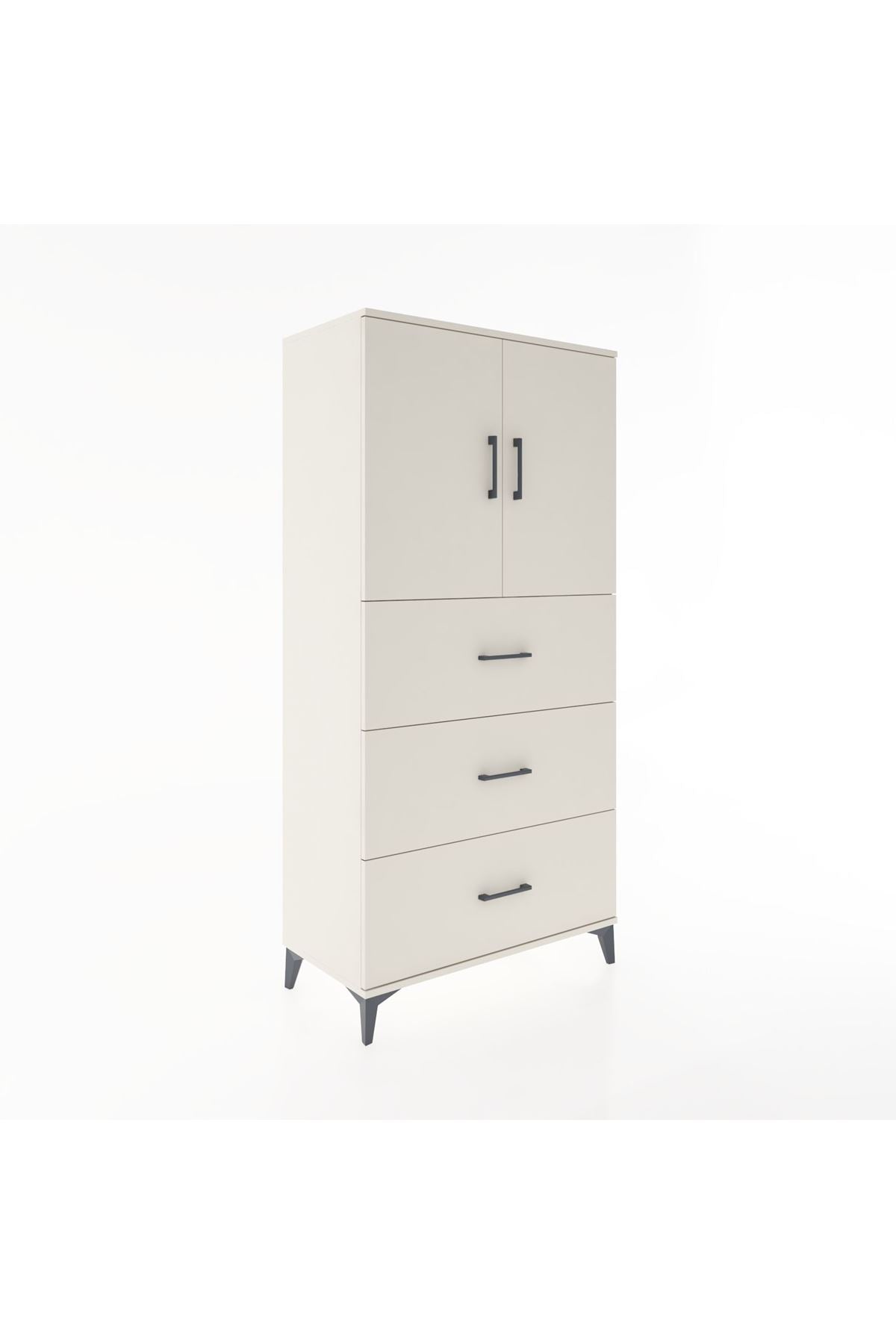 Hyperion Dolap 2 Raflı 3 Çekmeceli 2 Kapaklı 88x44x182 - S57M024V1B