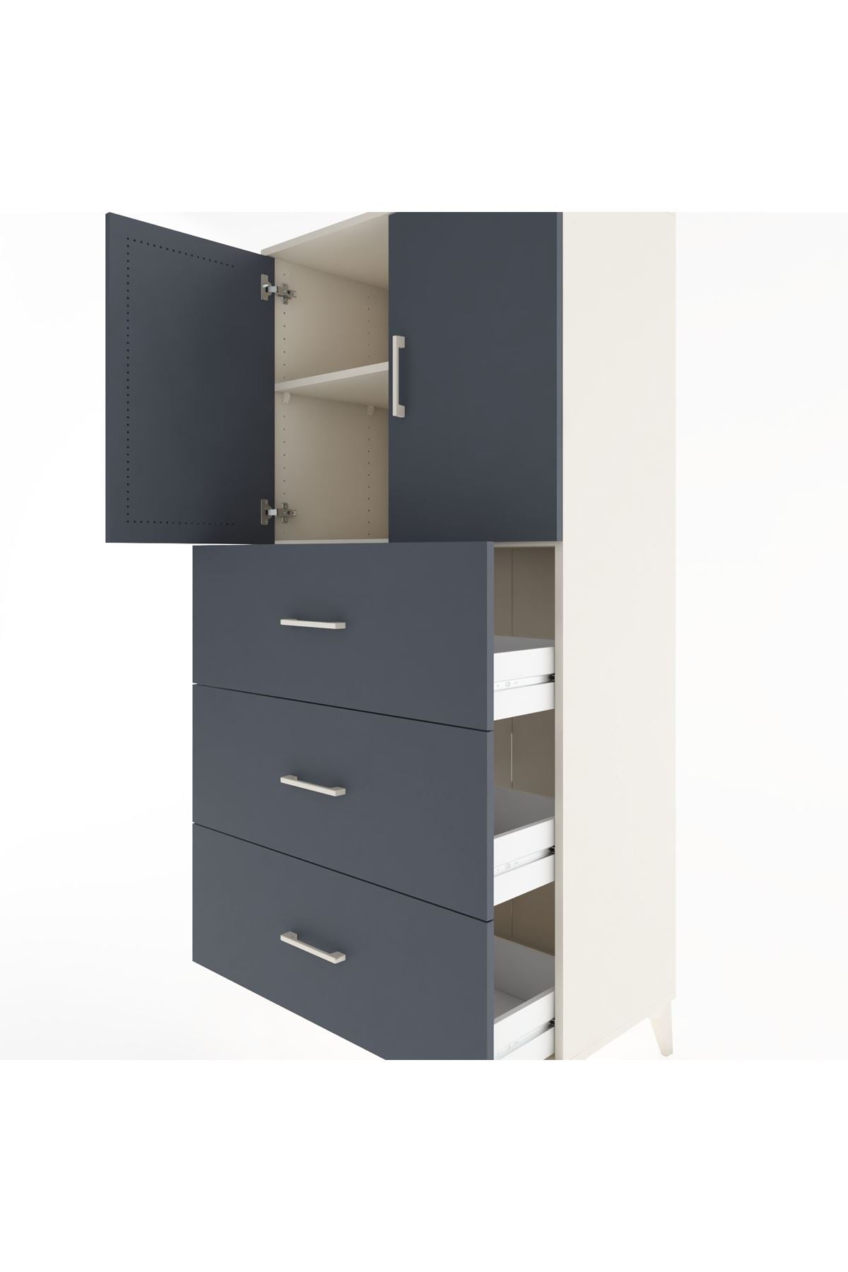 Hyperion Dolap 2 Raflı 3 Çekmeceli 2 Kapaklı 88x44x182 - S57M024V2B
