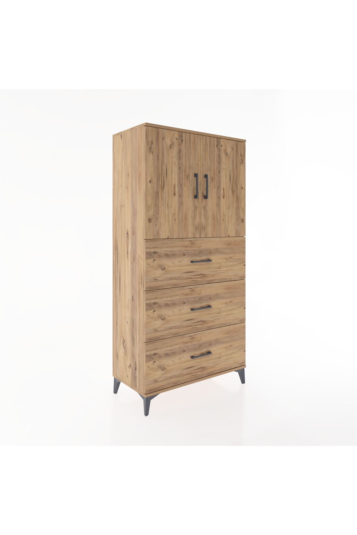 Hyperion Dolap 2 Raflı 3 Çekmeceli 2 Kapaklı 88x44x182 - S57M024V9B