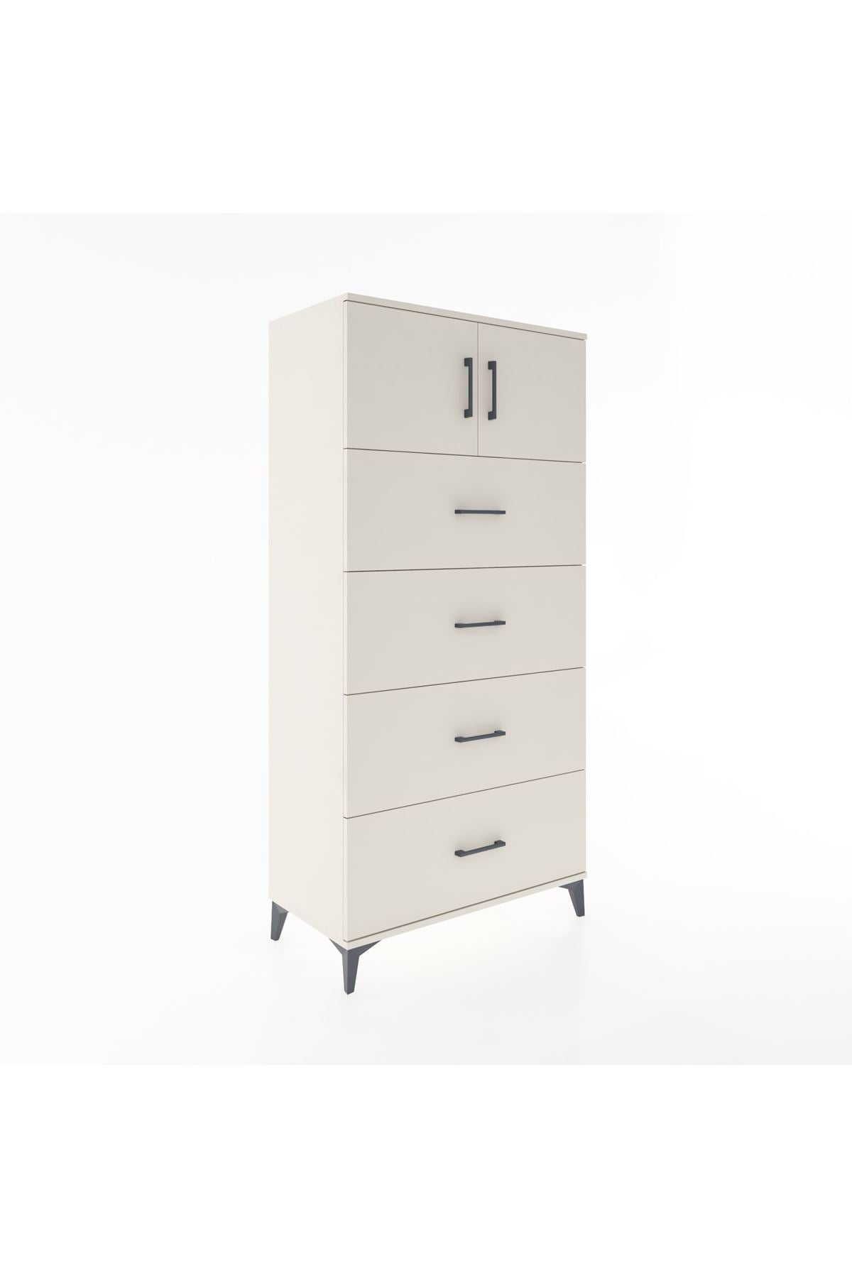 Hyperion Dolap Tek Raflı 4 Çekmeceli 2 Kapaklı 88x44x182 - S57M025V1B