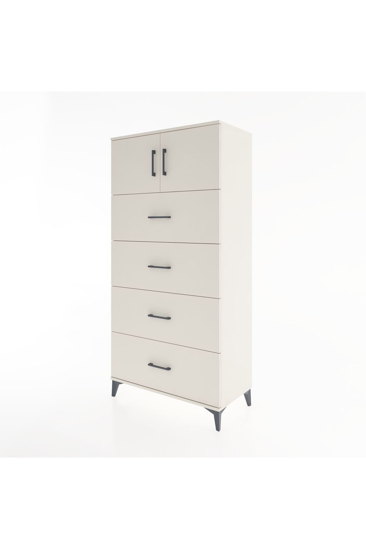 Hyperion Dolap Tek Raflı 4 Çekmeceli 2 Kapaklı 88x44x182 - S57M025V1B