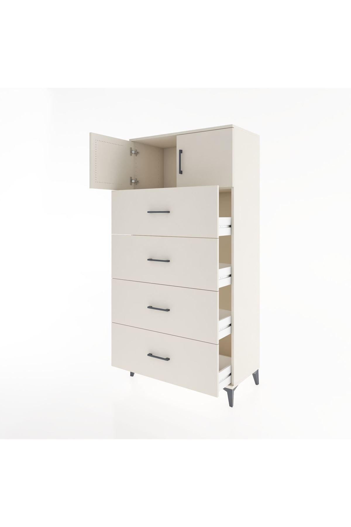 Hyperion Dolap Tek Raflı 4 Çekmeceli 2 Kapaklı 88x44x182 - S57M025V1B