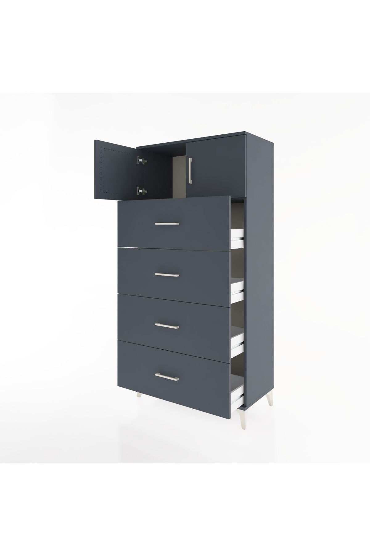 Hyperion Dolap Tek Raflı 4 Çekmeceli 2 Kapaklı 88x44x182 - S57M025V5B