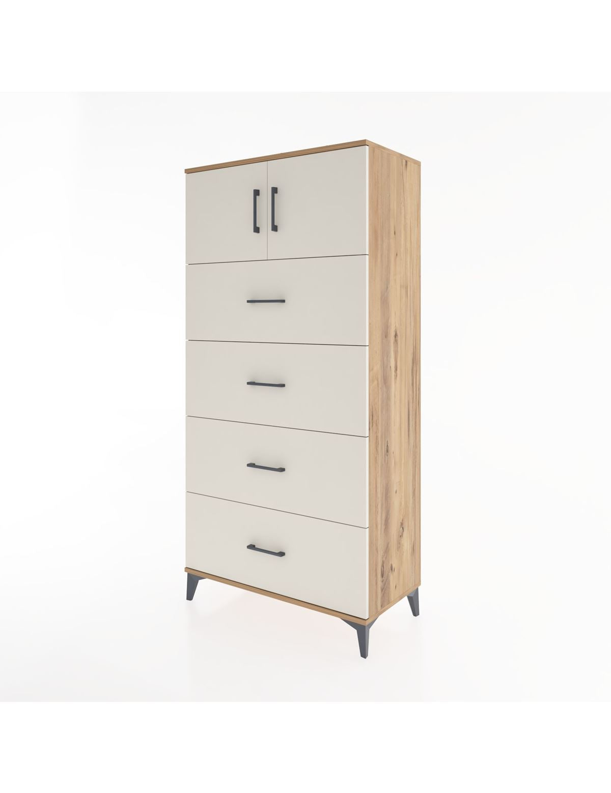 Hyperion Dolap Tek Raflı 4 Çekmeceli 2 Kapaklı 88x44x182 - S57M025V7B