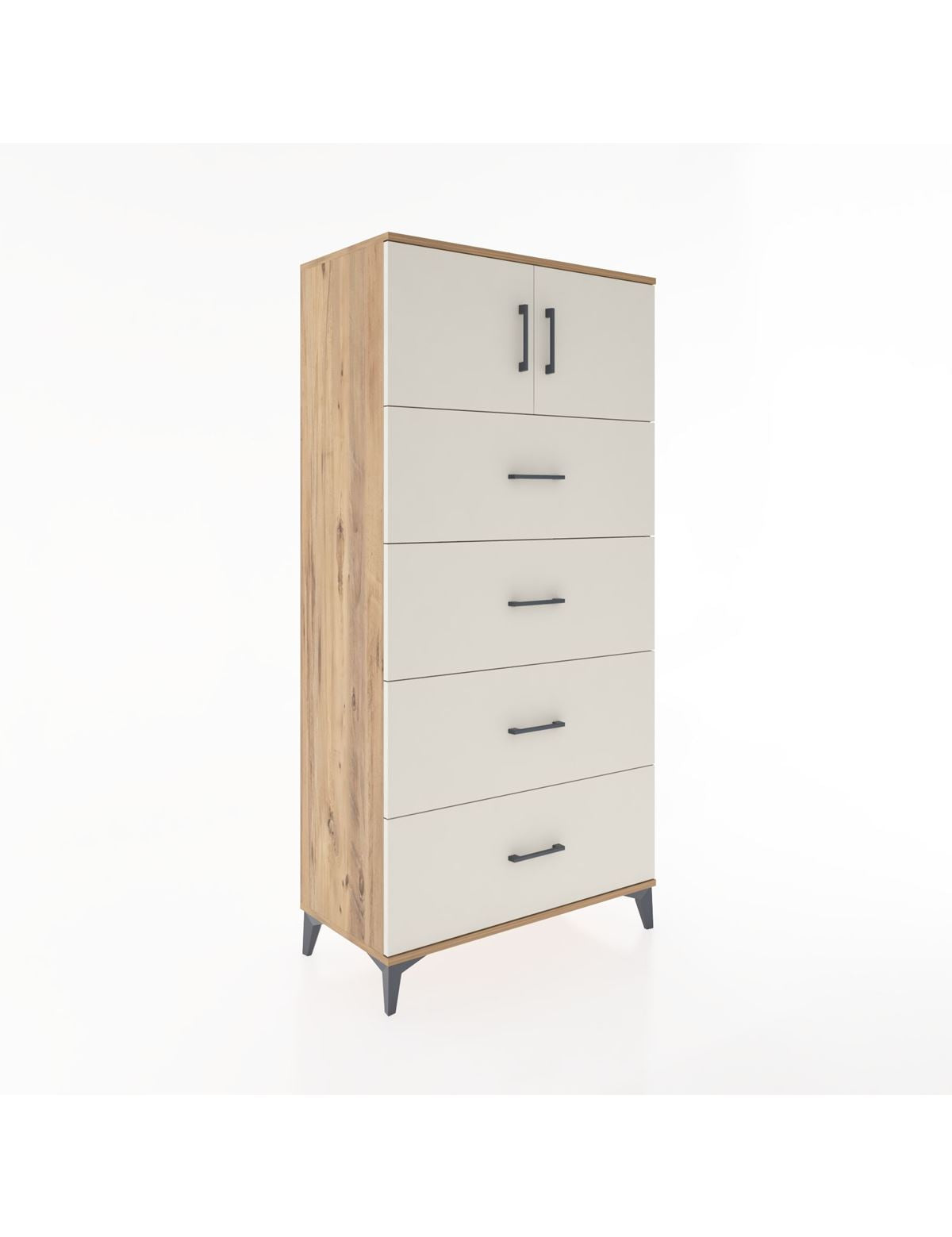 Hyperion Dolap Tek Raflı 4 Çekmeceli 2 Kapaklı 88x44x182 - S57M025V7B