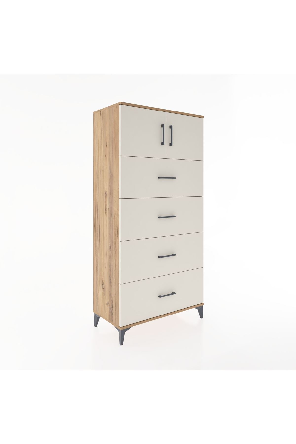 Hyperion Dolap Tek Raflı 4 Çekmeceli 2 Kapaklı 88x44x182 - S57M025V7B