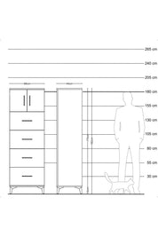 Hyperion Dolap Tek Raflı 4 Çekmeceli 2 Kapaklı 88x44x182 - S57M025V8B