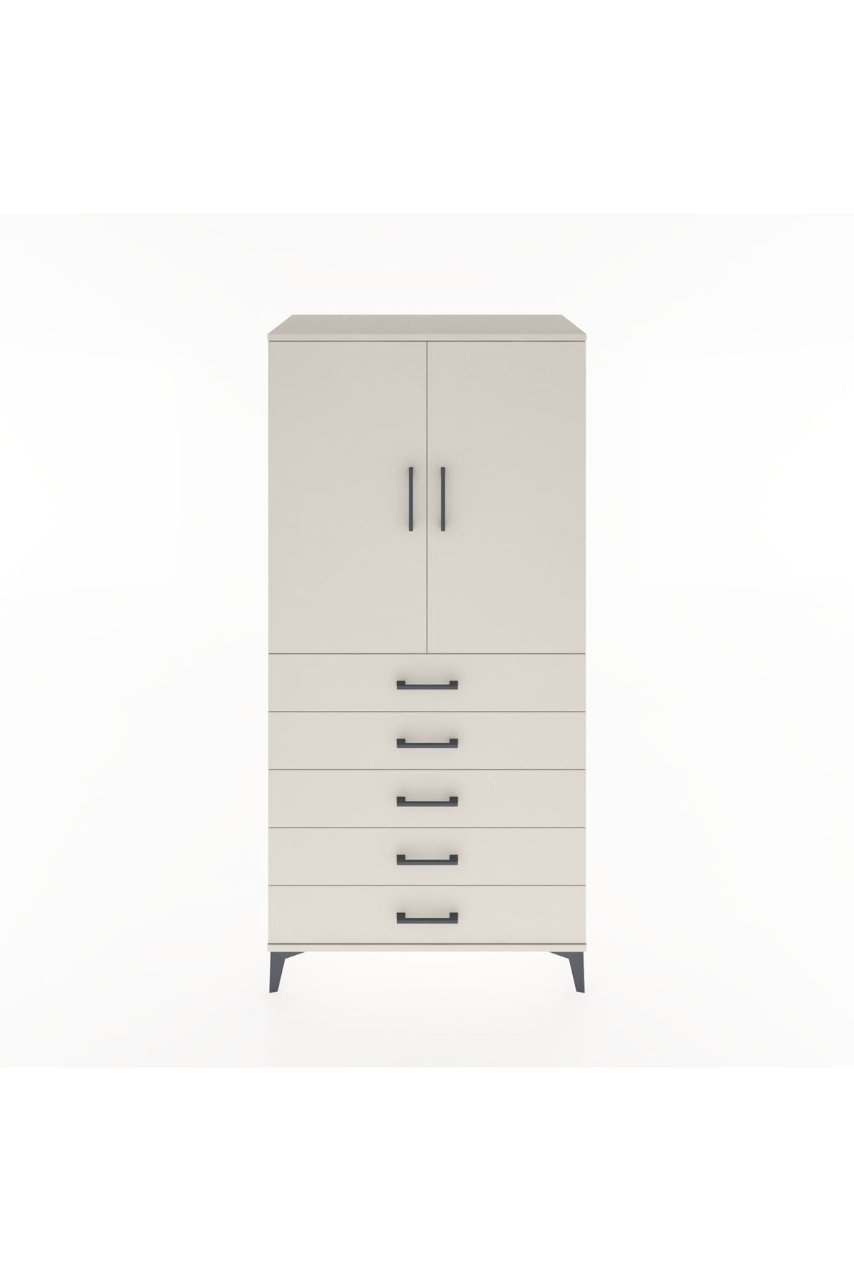 Hyperion Dolap Tek Raflı 5 Çekmeceli Tek Askılı 88x44x182 - S57M026V1B
