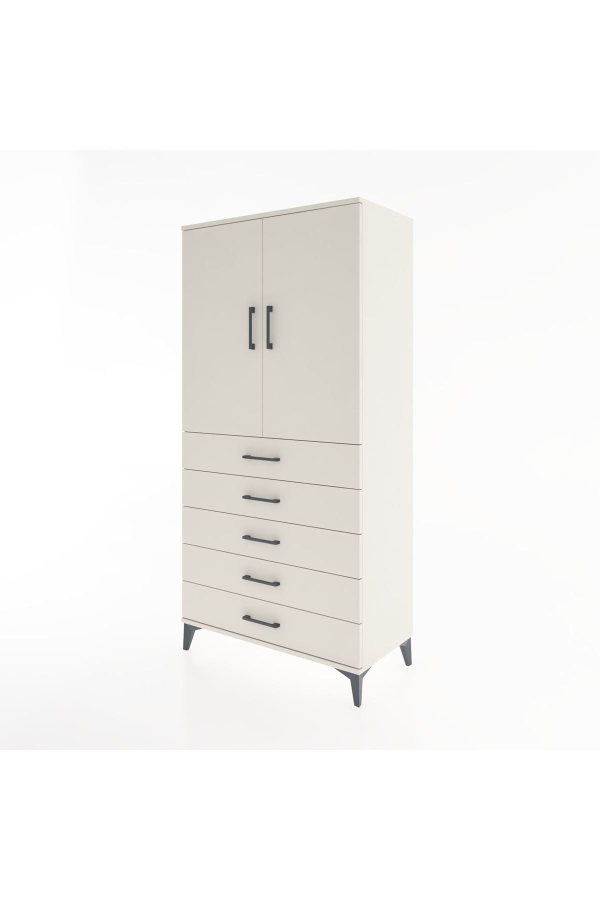 Hyperion Dolap Tek Raflı 5 Çekmeceli Tek Askılı 88x44x182 - S57M026V1B