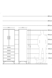 Hyperion Dolap Tek Raflı 5 Çekmeceli Tek Askılı 88x44x182 - S57M026V1B