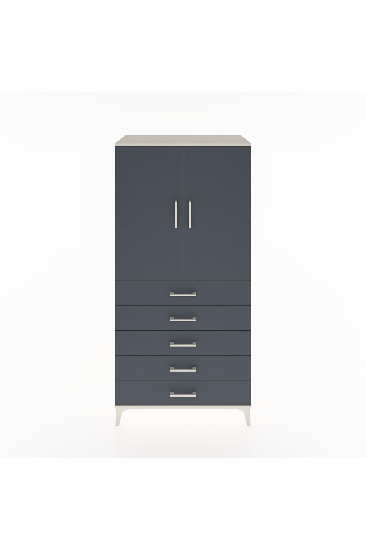 Hyperion Dolap Tek Raflı 5 Çekmeceli Tek Askılı 88x44x182 - S57M026V2B