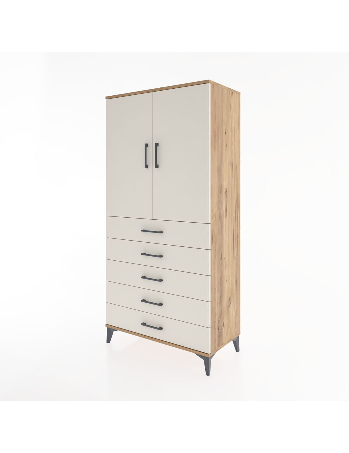 Hyperion Dolap Tek Raflı 5 Çekmeceli Tek Askılı 88x44x182 - S57M026V7B