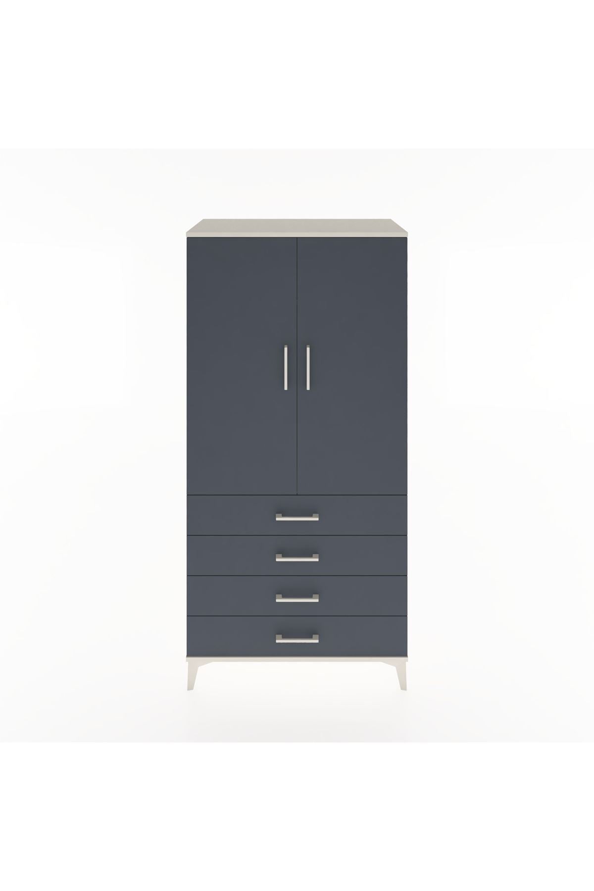 Hyperion Dolap Tek Raflı 4 Çekmeceli Tek Askılı 88x44x182 - S57M027V2B