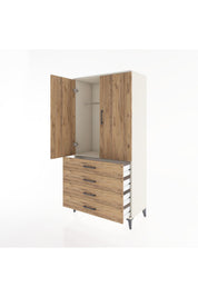 Hyperion Dolap Tek Raflı 4 Çekmeceli Tek Askılı 88x44x182 - S57M027V3B