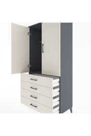 Hyperion Dolap Tek Raflı 4 Çekmeceli Tek Askılı 88x44x182 - S57M027V4B
