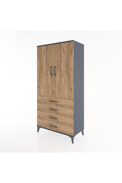 Hyperion Dolap Tek Raflı 4 Çekmeceli Tek Askılı 88x44x182 - S57M027V6B