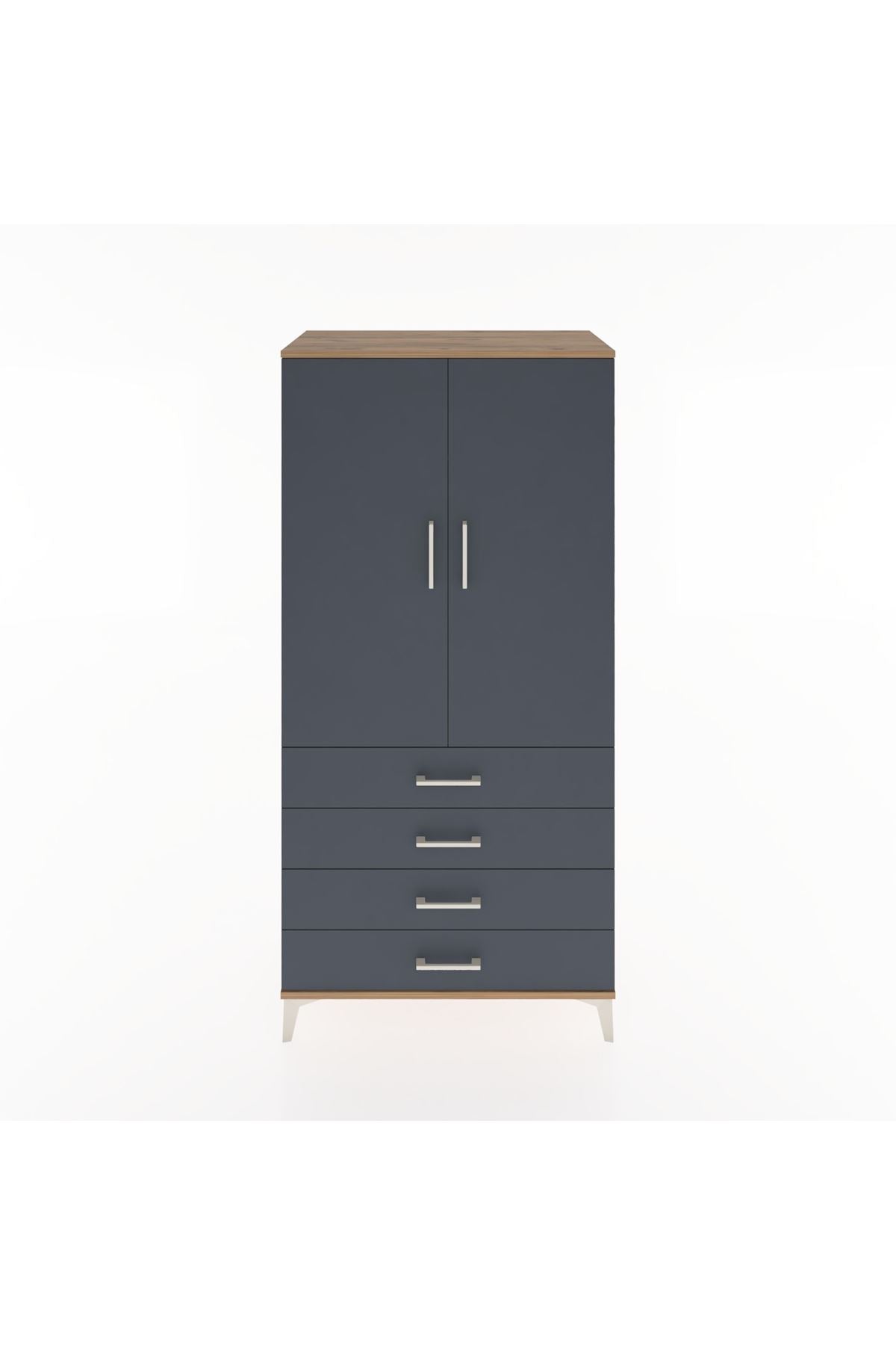 Hyperion Dolap Tek Raflı 4 Çekmeceli Tek Askılı 88x44x182 - S57M027V8B