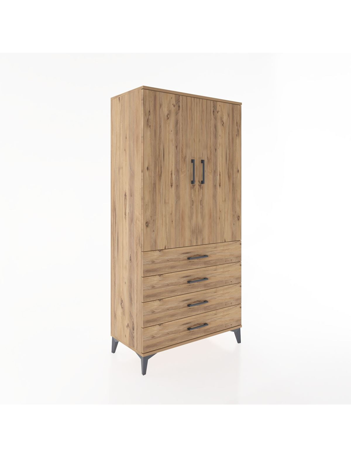 Hyperion Dolap Tek Raflı 4 Çekmeceli Tek Askılı 88x44x182 - S57M027V9B