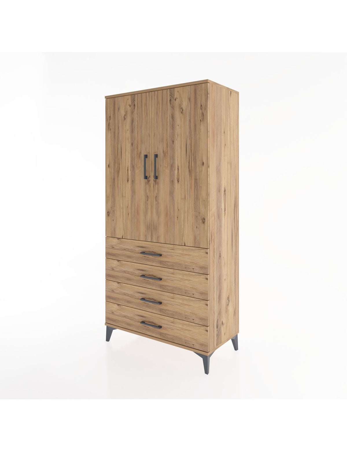 Hyperion Dolap Tek Raflı 4 Çekmeceli Tek Askılı 88x44x182 - S57M027V9B