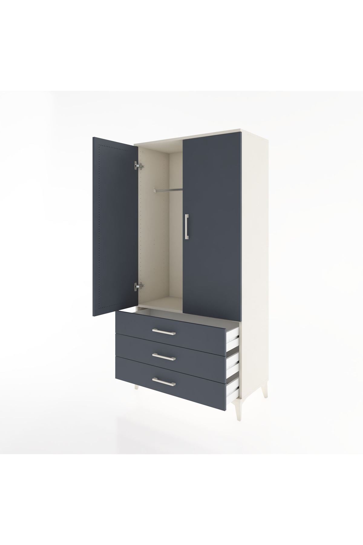 Hyperion Dolap Tek Raflı 3 Çekmeceli Tek Askılı 88x44x182 - S57M028V2B