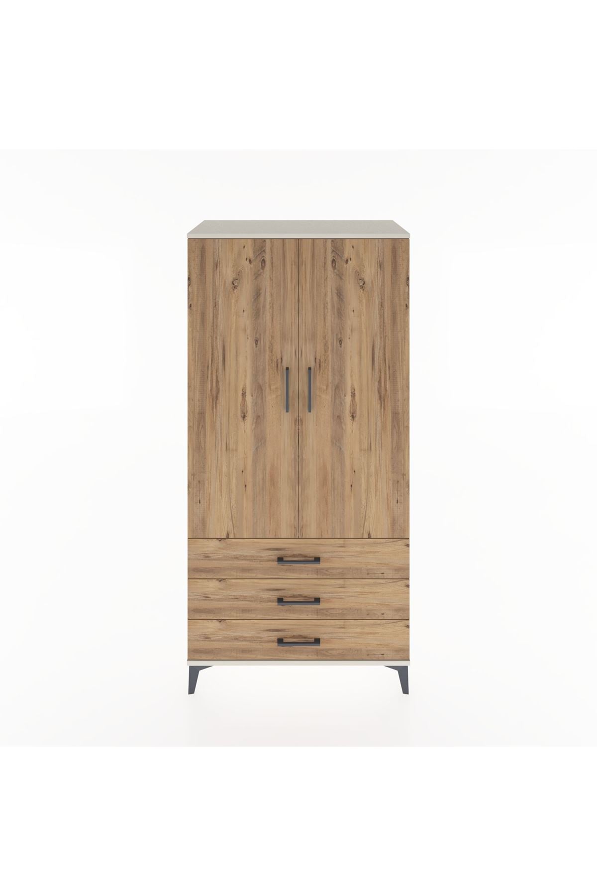 Hyperion Dolap Tek Raflı 3 Çekmeceli Tek Askılı 88x44x182 - S57M028V3B