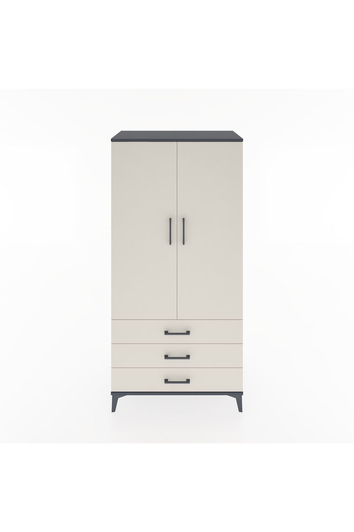 Hyperion Dolap Tek Raflı 3 Çekmeceli Tek Askılı 88x44x182 - S57M028V4B
