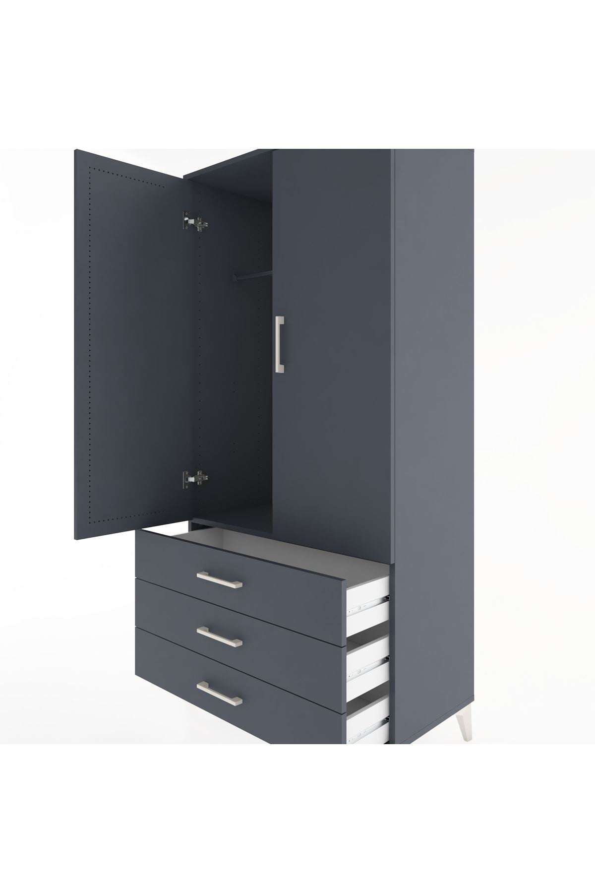 Hyperion Dolap Tek Raflı 3 Çekmeceli Tek Askılı 88x44x182 - S57M028V5B