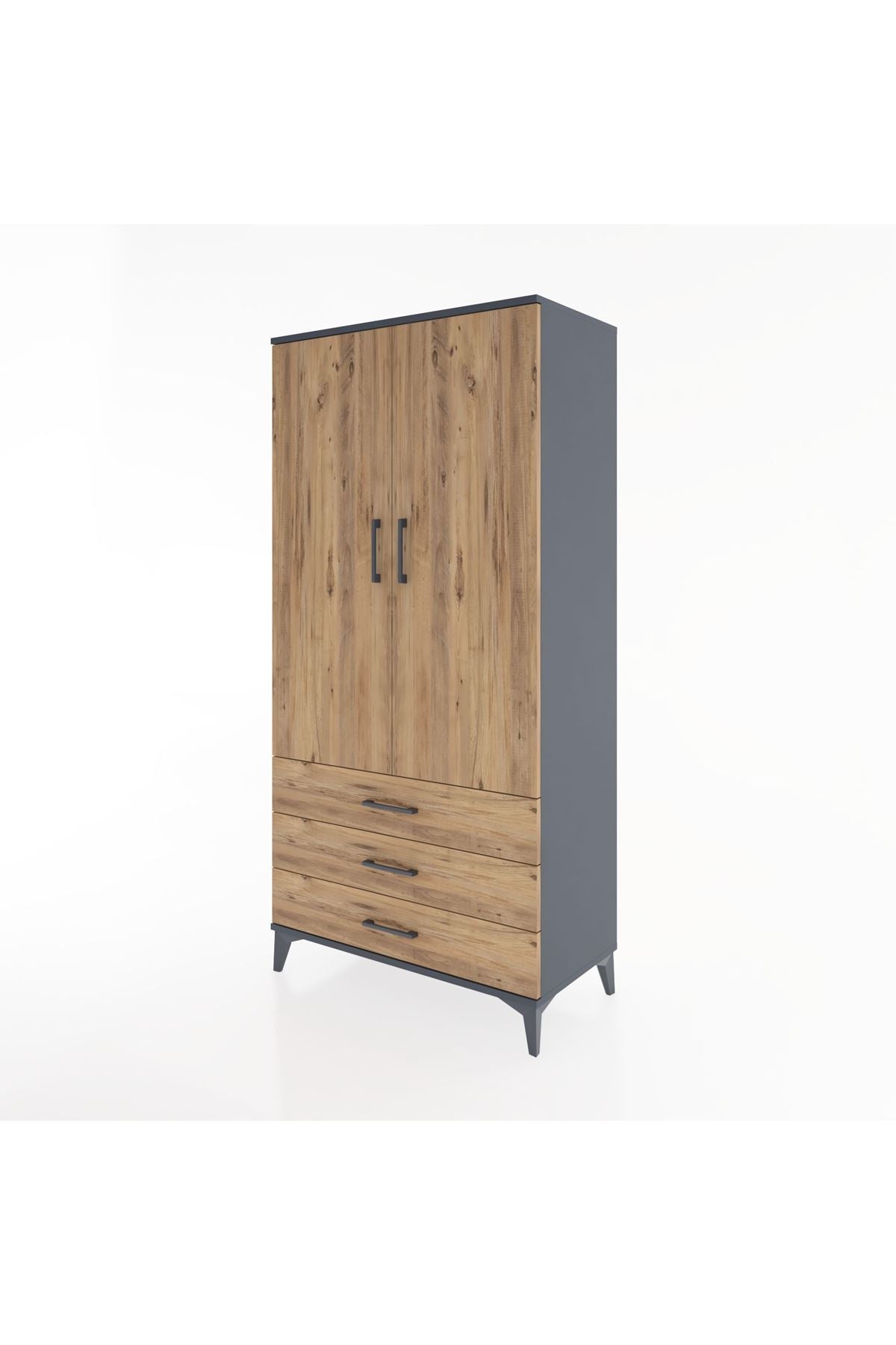 Hyperion Dolap Tek Raflı 3 Çekmeceli Tek Askılı 88x44x182 - S57M028V6B