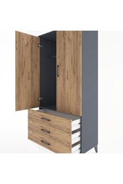 Hyperion Dolap Tek Raflı 3 Çekmeceli Tek Askılı 88x44x182 - S57M028V6B