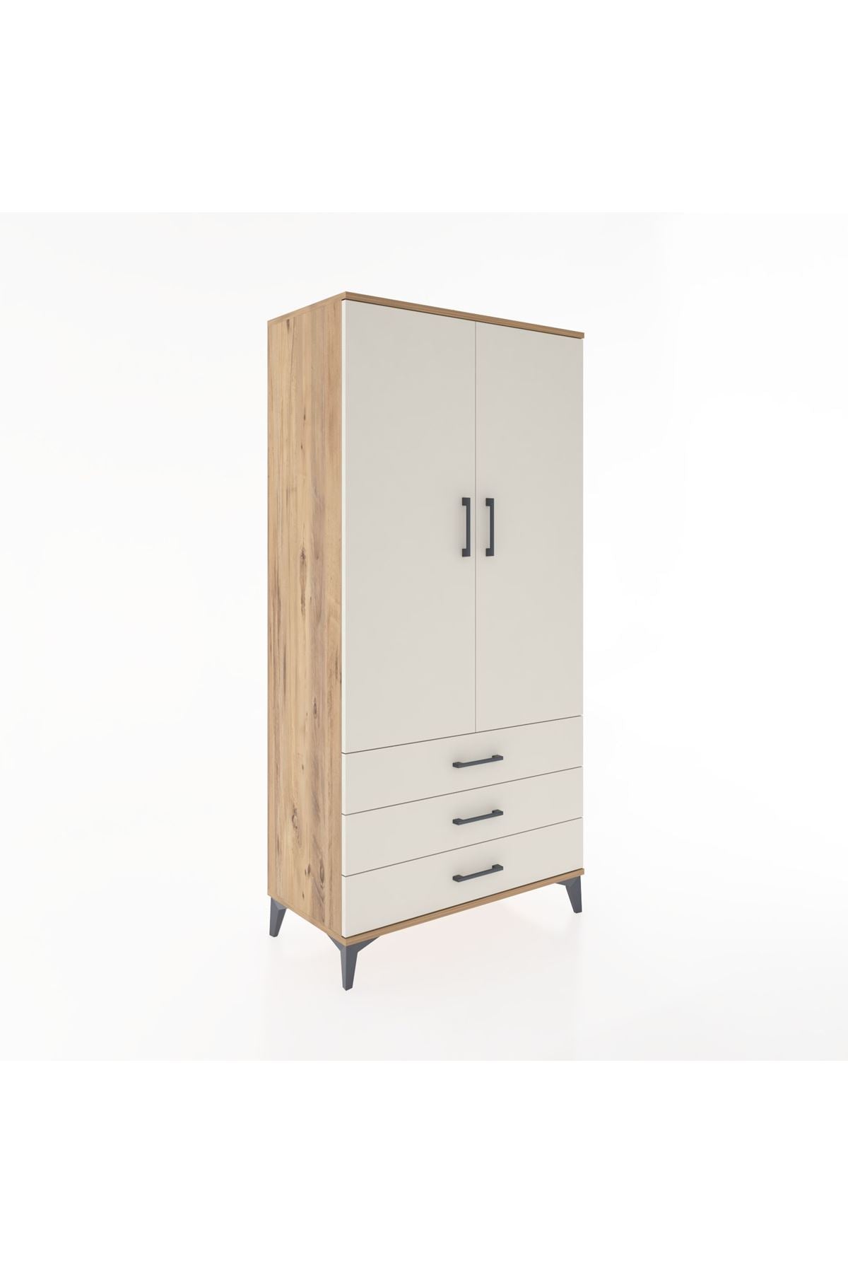 Hyperion Dolap Tek Raflı 3 Çekmeceli Tek Askılı 88x44x182 - S57M028V7B