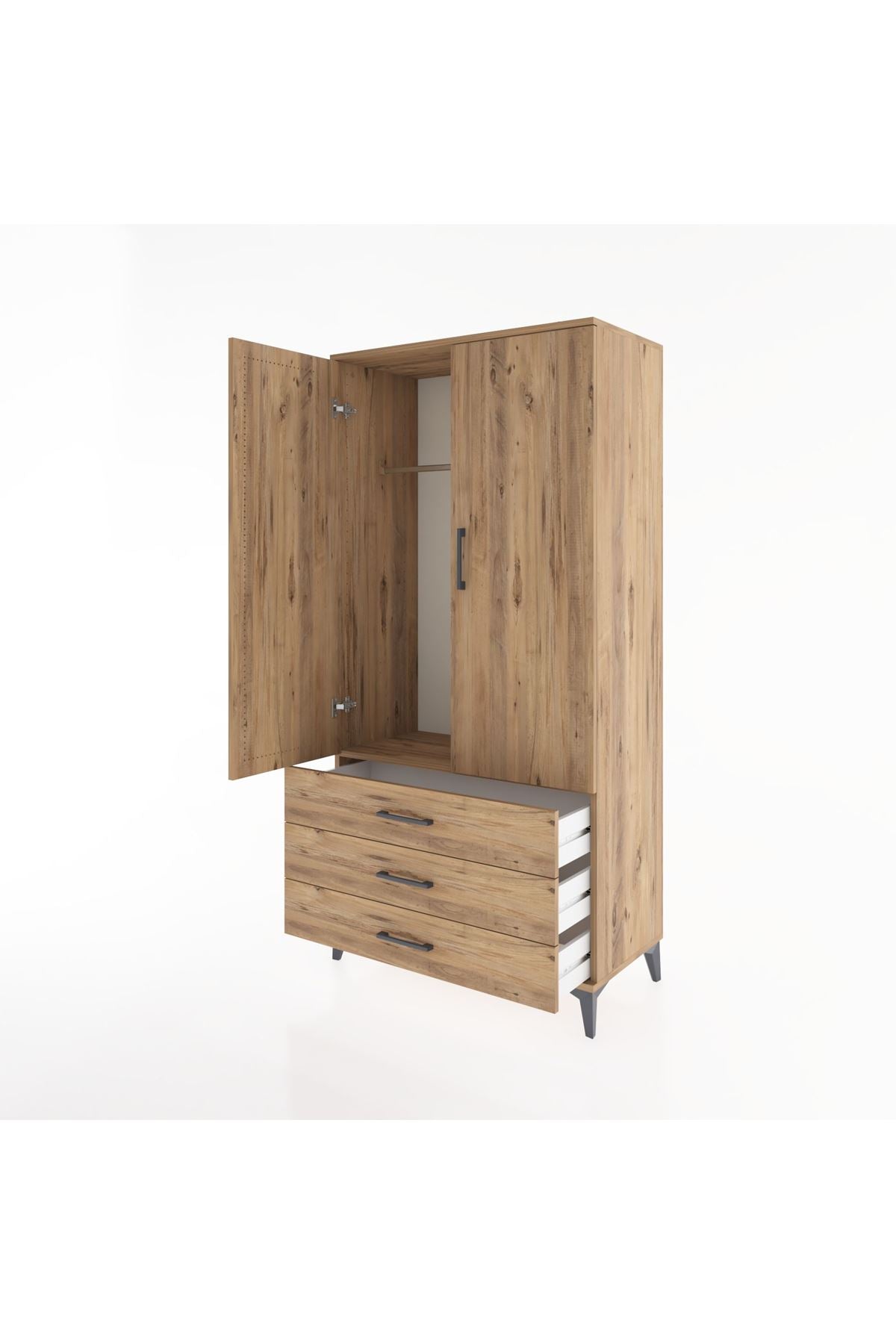 Hyperion Dolap Tek Raflı 3 Çekmeceli Tek Askılı 88x44x182 - S57M028V9B
