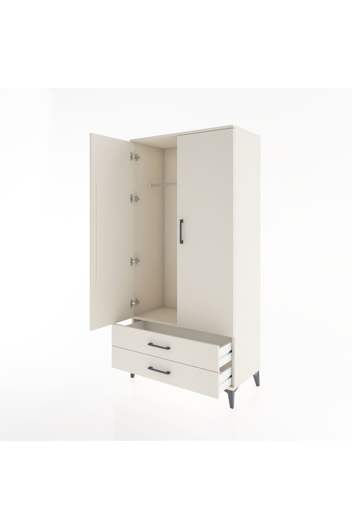 Hyperion Dolap Tek Raflı 2 Çekmeceli Tek Askılı 88x44x182 - S57M029V1B