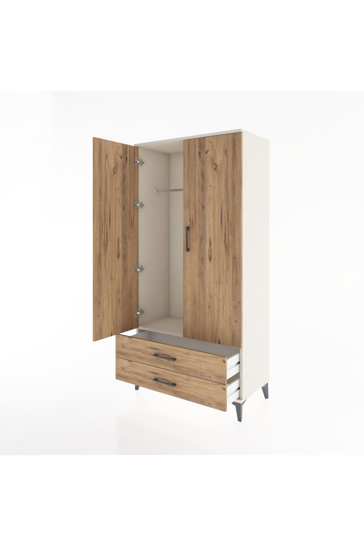 Hyperion Dolap Tek Raflı 2 Çekmeceli Tek Askılı 88x44x182 - S57M029V3B