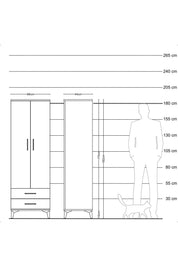 Hyperion Dolap Tek Raflı 2 Çekmeceli Tek Askılı 88x44x182 - S57M029V3B